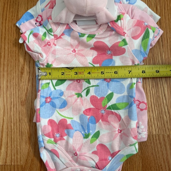 Little Chickadees Baby Girl Set of 3 Easter/Spring Onesies w/Matching Rattle - Picture 10 of 10